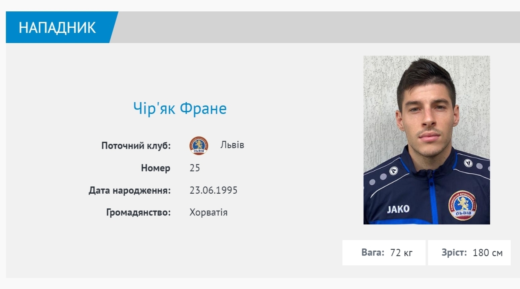 "Львов" дозаявил Фране Чирьяка