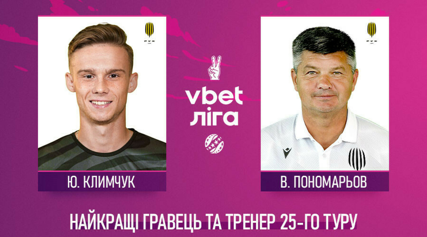 Климчук і Пономарьов — найкращі гравець і тренер 25-го туру УПЛ